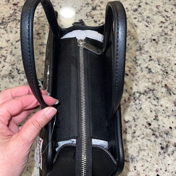 Karl Lagerfeld Womens Embossed Logo Maybelle Satchel Crossbody Black Medium NWT - Picture 4 of 12